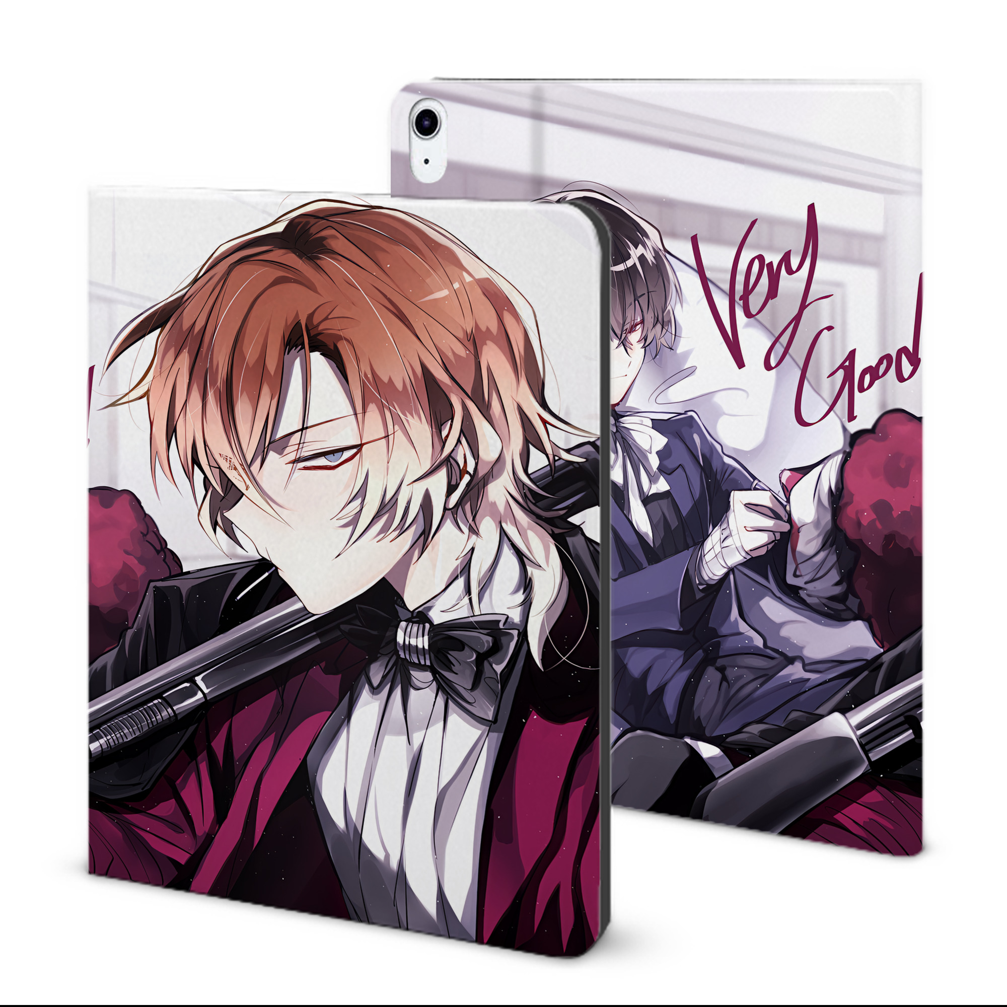 （画像用） 文豪ストレイドッグス Bungo Stray Dogs IPad ケース ブック型 PUレザー TPU 耐衝撃 軽量 薄型 ペン収納なし 全面保護 IPad 各モデル対応